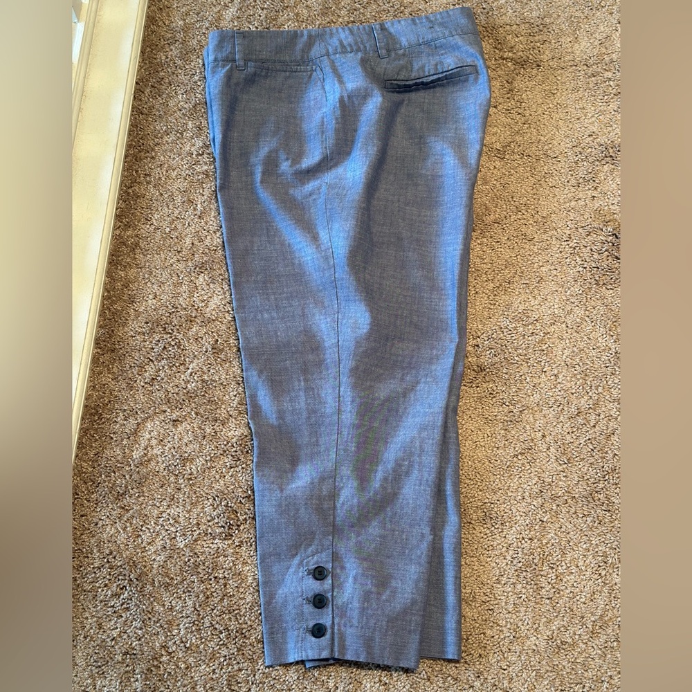 Talbots Light Blue Chambray Perfect Crop Pants 12p EUC - Picture 2 of 6
